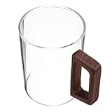 POPETPOP Glasbecher mit Holzgriff 11,5X11,5X8cm Einfache Einlagige Tasse für Heiße Getränke...