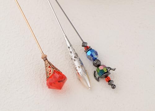 Image of Alilang Classic Vintage 3Pcs Hat Brooch Pin Set with Rhinestone and Pearl Accents for Scarves and Hats Lapel Pin Accessories