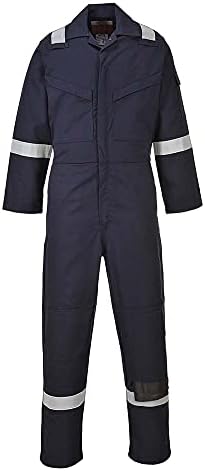 Portwest Flame Resistant Anti-Static Coverall 350g, Size: XS, Colour: Navy, FR50NARXS