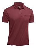 [TACVASEN] スポーツシャツ メンズ ゴルフウェア 大きいサイズ 半袖 スポーツ ストレッチ ポロシャツ テニス カジュアル POLO トップス ワインレッド M