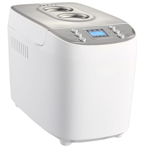Bread Maker, 15-in-1 3LB Dough Machine, Nonstick Ceramic Pan Automatic Breadmaker with Gluten Free Setting, Whole Wheat Bread Making, Digital, Programmable, 3 Loaf Sizes, 3 Crust Colors, White