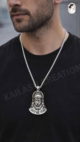 Image of Unisex Stainless Steel Silver Hanuman Ji Pendant Necklace - Lord Mahabali, Meditation Pose, Gada Design, Bajrang Bali, Veer Hanuman & Devotional Face Locket with 24 Inch Chain for Men & Women