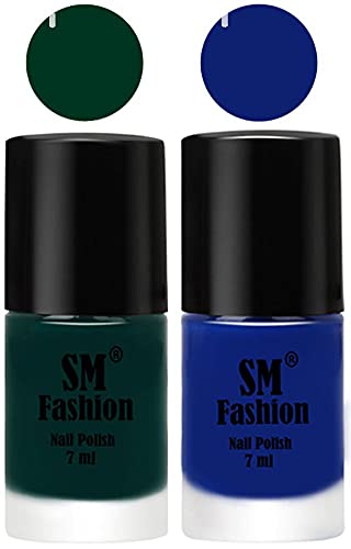 Image of Long Lasting Nail Polish | Nail Paint Combo 7 ml Each) - Set of 2 Dark Green-Blue