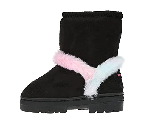 Rampage Girl's Warm Microsuede Winter Boot With Cute Faux Fur Heart And Trim Design Black Multi Size 3 #TOP2