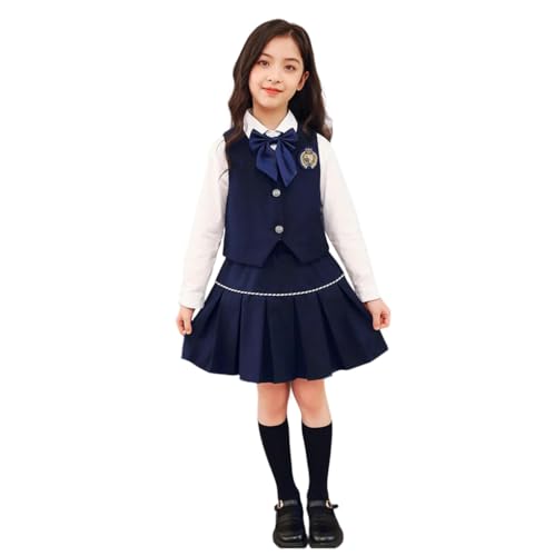 [�m�n�l�r�n�b�q] JK���� ���̎q ���Ǝ� �X�[�c 4�_�Z�b�g �l�C�r�[ �|���G�X�e���� �t�H�[�}�� �X�N�[�� �X�J�[�g�X�[�c ���� 100-180cm ���w�� ���\�� (JP, �g��, 160, �l�C�r�[)