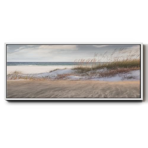 Renditions Gallery Floater Framed For Office Sea Grass Art Canvas Home Decorations for Lounge Kitchen Bedroom - 8"x20" White Frame LT618