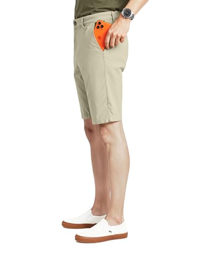 NY Threads Mens Chino Shorts 10 Inch Inseam Flat-Front with Pockets, 38, Light Khaki - Image 4