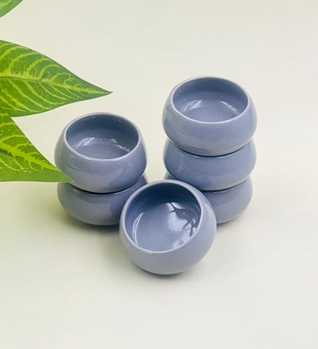 Image of Lupaava Serving Dip Sauce Chutney Mini Ceramic Bowls Pack of 6 | Ceramic Handcrafted Shine, Microwave Bowl Sets, Kitchen Accessories 35 ml