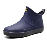Jessie Men Rain Boots Outdoor Slip On Waterproof Non-Slip Rubber Ankle Boots Rain Booties (Blue,9)