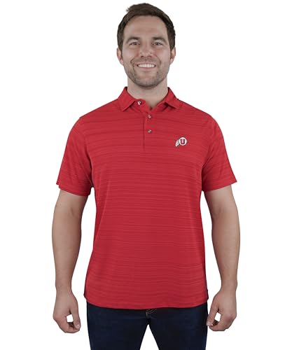 Vantage Apparel Men’s NCAA Strata Textured Polo – Moisture-Wicking Golf Shirt, Utah Utes, Large Team Color