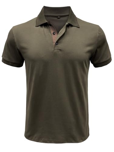 Comilaka Męska koszulka polo z krótkim rękawem klasyczna kontrastowa kolorowa casualowa koszulka polo letnia, br?zowy, XL
