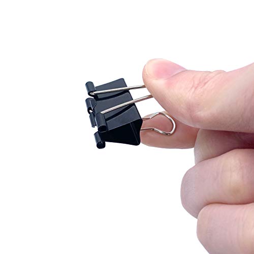 50Pcs Black Binder Clips, Paper Binder Clips Medium Size, Metal Fold Back Clips with Box for Office, School and Home Supplies image 1