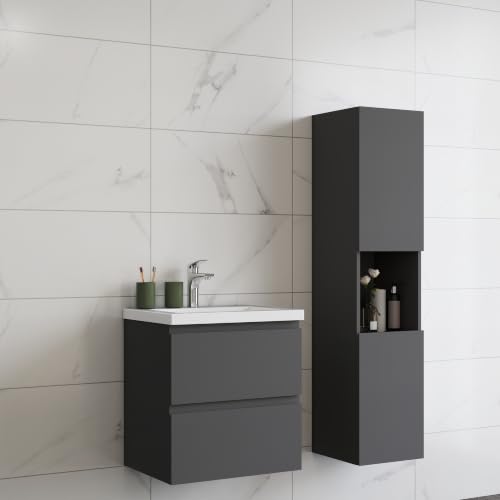 AICA Ensemble Salle de Bain Meuble Vasque 50 cm + Colonne Suspendue