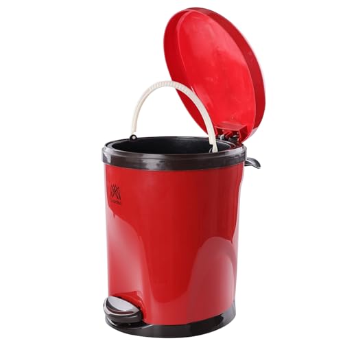 Caneca de basura redonda de 10 L con pedal roja miniatura 6