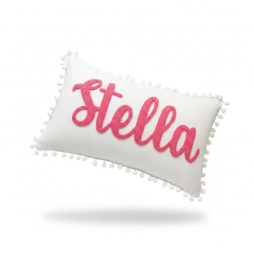 mia'spillow lab Personalized Embroidered Name Pillow for Toddler or Baby – Handmade Monogram Cushion – Custom Nursery Gift for Birthday or Baby Shower – Multiple Sizes & Colors Available