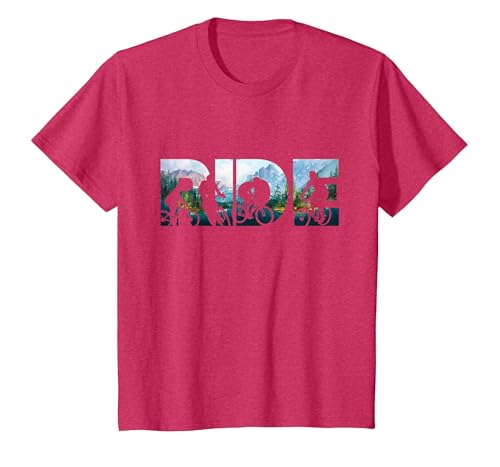 Mountain Bicycle Ride Shirt Cool MTB Downhill Mountain Biker T-Shirt, Youth, Red Heather, 4T