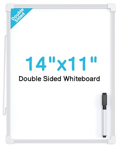 MaxGear Small Dry Erase Board, 14'x11' Double Sided Hanging Whiteboard for Wall, Mini White Board with a Black Dry Erase Marker, Portable Whiteboard for Planning Learning Writing Drawing Memo