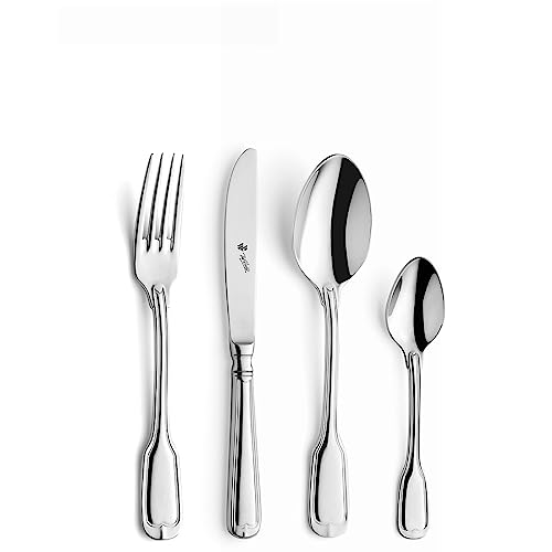 Paul Wirths Kinderbesteck AUGSBURGER FADEN | 4-teiliges Esslernbesteck, Kinderlöffel, Kindergabel & Kindermesser | Spülmaschinenfest