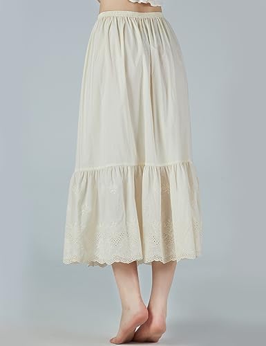 Image of BEAUTELICATE Half Slip Skirt Extender 100% Cotton Vintage Underskirt with Lace Embroidery