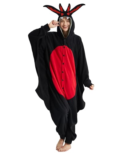 Dodheah Hombre Polilla Adulto Pijamas de Halloween Negro Animal Cosplay Costume Pijama de Una Pieza para Mujeres Hombres L