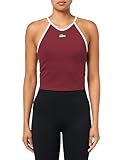 Lacoste Womens Halter Neck Sleeveless Slim Fit Classic T-Shirt, Bordeaux, Small