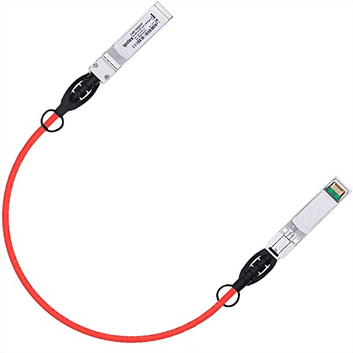 Image of ipolex Colored 10G SFP+ Twinax Cable, Direct Attach Copper(DAC) Passive Cable, 0.5m (1.64ft) in Red, for Cisco SFP-H10GB-CU0.5M, Meraki, Ubiquit, Mikrotik, Intel, Fortinet, Netgear, D-Link and More