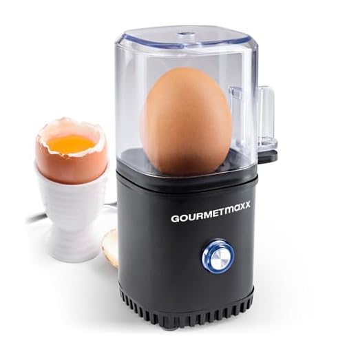 GOURMETmaxx Eierkoker voor 1 ei, eierboiler met eierprikker in maatbeker, 3 hardheidsgraden voor je eierdopje, design eierkoker klein, vaatwasmachinebestendige onderdelen