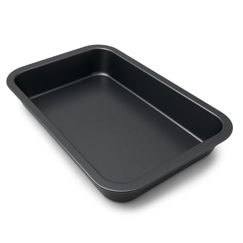 MGE - Rustidera de Horno - Bandeja de Horno Universal - Bandeja para Asar - Bandejas para Hornear - Fuentes de Horno - Fuentes para Asar - Recubrimiento Antiadherente - Acero al Carbono - 42 x 29 cm