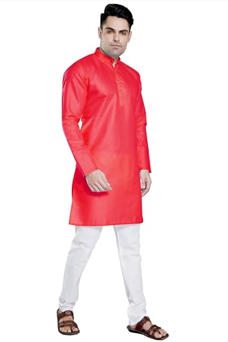 Image of DIVISIVE Men's Plain Cotton Blend Linen Slim Fit Kurta Pyjama Set