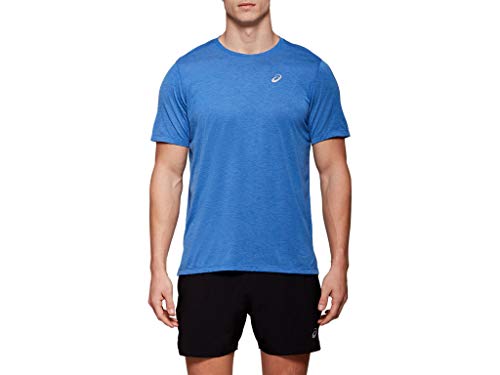 ASICS Men's Dorai Short Sleeve Running Clothes, M, ASICS Blue Heather