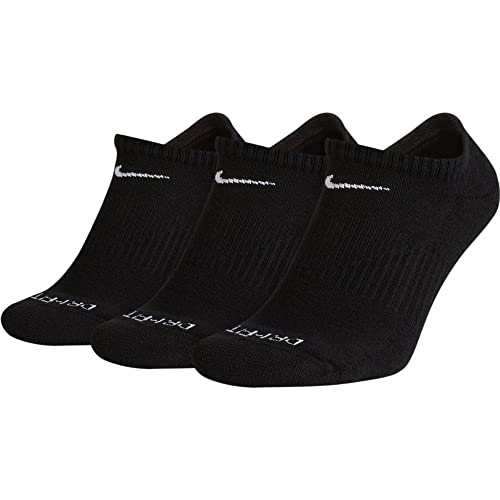 Nike Womens Everyday Plus Cushion No Show Socks 3-Pair Pack Sm (Us 4-6 Big Kid Shoe Size, Women'S Shoe 4-6) (Small Black/White)