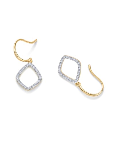 PAVOI 14K Gold Plated Teardrop Diamond Shaped Dangle Earrings for Women with Cubic Zirconia | Geometric Earring Pair3