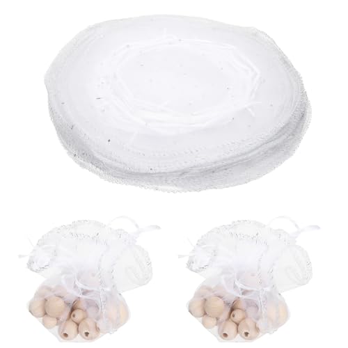 Sachets ronds en organza PATIKIL blancs de 25,4 cm avec ruban pour cadeaux et bijoux x100