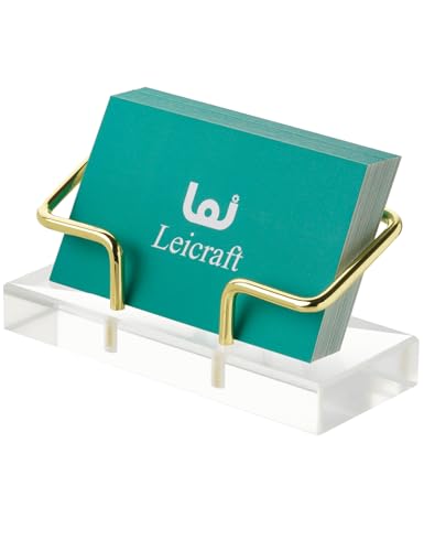 Leicraft Business Card Holder for Desk, Modern Card Organizers and Office Desk Accessories for Men and Women (Golden)