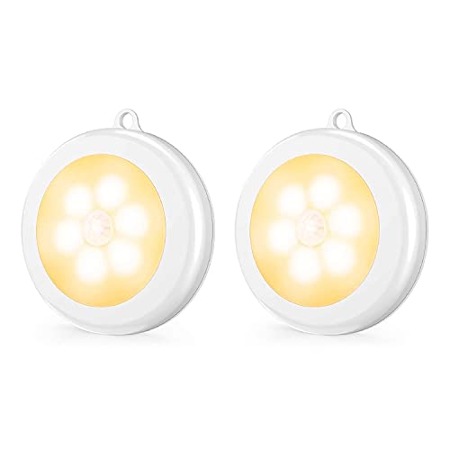 Image of Quick Sense Wireless Motion Sensor LED Light | Battery-Operated Night Light for Hallway, Wardrobe, Cupboard, Basement & Garage | Auto On /Off PIR Sensor | 35LM Brightness | White (2 Pack, Plastic)