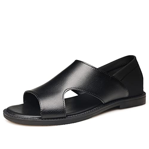 Dual-Purpose Beach Shoes Cow Leather Thick Soled Shoes Casual Comfortable Men's Sandals(42)