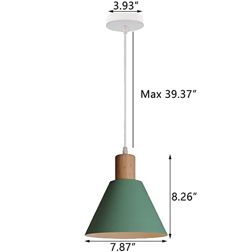 Riigoog Simple Indoor Pendant Light, 1-Light Adjustable Pendant Lamp, Wrought Iron Solid Wood Hanging Lamp, Farmhouse Ceiling Lamp For Hallway, Kitchen Island, Dining Room, Living Room #TOP1