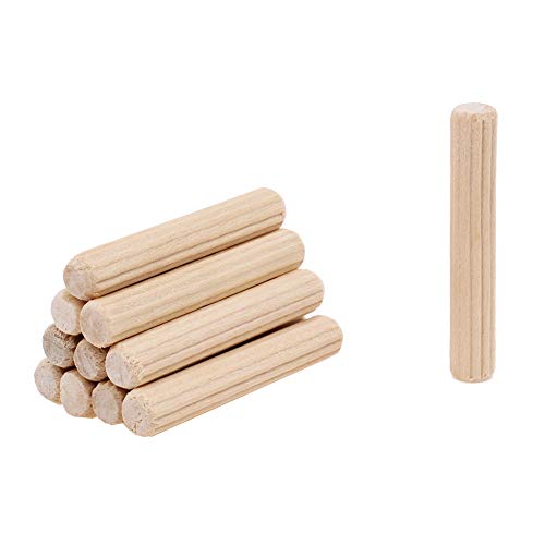 100 Pack 1/4\" Wood Dowel Pins Straight Grooved Pins for Furniture Door and Art Projects (1/4 in) - Thumbnail 2