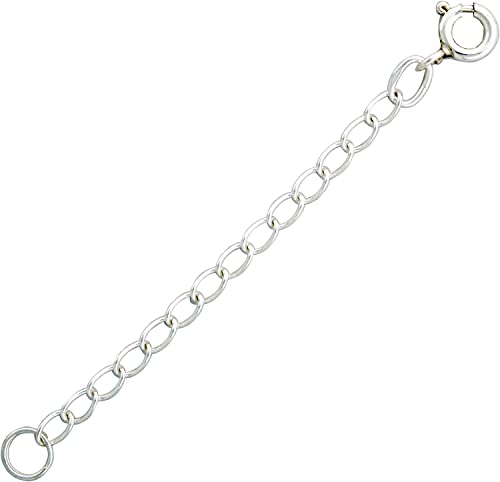 Generic Sterling Silver Curb Chain Necklace Extender With Spring Ring Clasp, 2 Inch, High Polished Finish