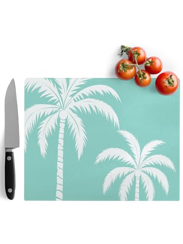 Tropical Palm Trees Tempered Glass Cutting Board