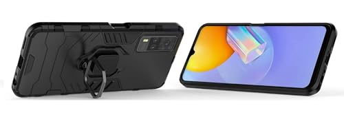 Image of Fitsmart Shockproof Heavy Duty Robot Ring Case with Stand Double Protective Back Cover for vivo Y51a 2021 / V2031 - Black