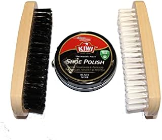 FIRST CHOICE KAYA Kiwi Shoe Polish Black 50ml with Pack of 2 Shoe Polish Brush - Shines, Nourishes & Protects Fait Briller, Nourrist & Protege Sold by KAYA LTD