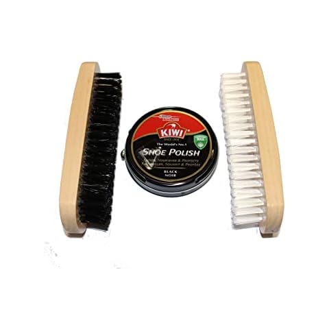 FIRST CHOICE KAYA Kiwi Shoe Polish Black 50ml with Pack of 2 Shoe Polish Brush - Shines, Nourishes & Protects Fait Briller, Nourrist & Protege Sold by KAYA LTD Cover