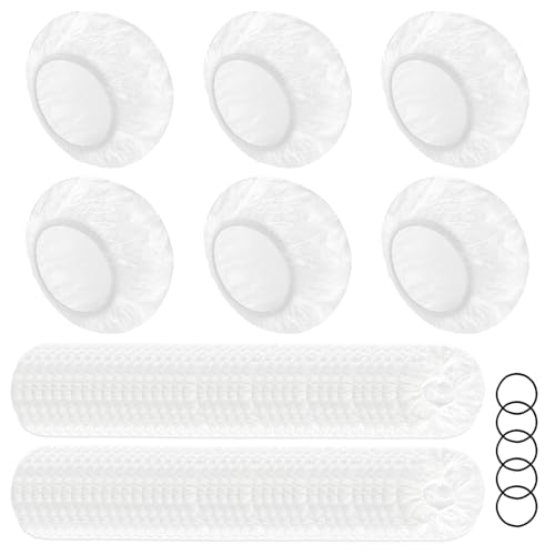 100 Stück Einweg-Duschhauben und 5 Haarbänder, 52cm Kunststoff Duschhaube, Breite, Dicke, Wasserdichte, Elastische Haarhaube, Klare Shower Cap, Duschkappe für Salon, Spa, Hotel, Dusche, Heimgebrauch