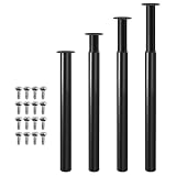 Peviasot 4 gambe da tavolo regolabili in altezza 70-110 cm, piedini da tavolo in metallo nero, piedini estensibili con viti, gambe rotonde per tavolo da pranzo, scrivania, tavolo da bar e tavolo da