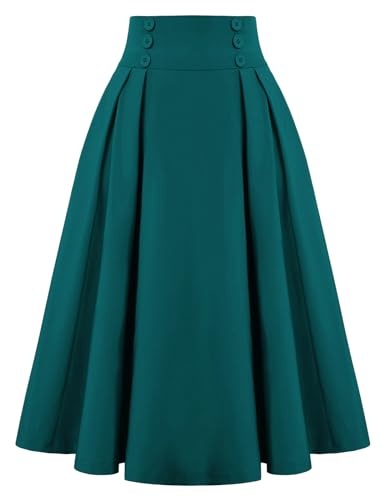 Image of Belle Poque Women's Midi Pleated A-Line Skirts Pockets