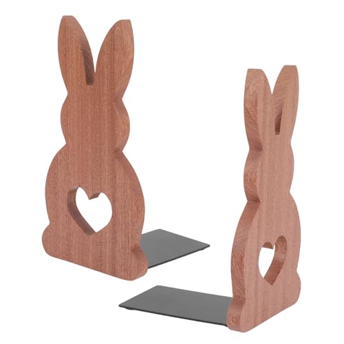 Serre-Livres Lapin en Bois Baluue Cale-Livres Original Marron Rangement Bureau Salon