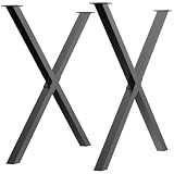 HOMCOM Set 2 Pezzi Gambe Tavolo in Acciaio a X, 80x4x72cm, Nero