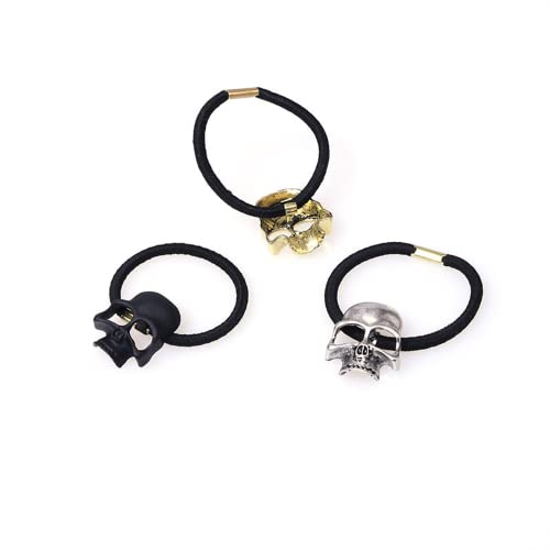 Zhoumeiwensp 4Pcs Women Hair Tie Alloy Skull Elastic Ponytail Holders, Mixed Colors #TOP2