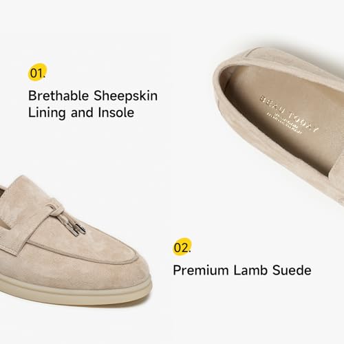 Image of BEAU TODAY Suede Loafers Flats for Women, Women's Slip On Penny Loafers, Leather Driving Comfortable Dress Ladies Loafers Casual Office Work Shoes